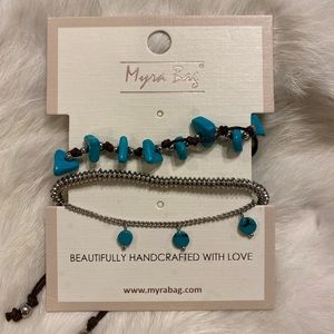 Myra Bag Popper Bracelet in Silver and Turquoise